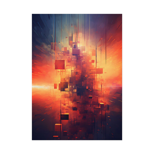 Ethereal Cyber Dreamscape: Abstract Digital Art - Poster