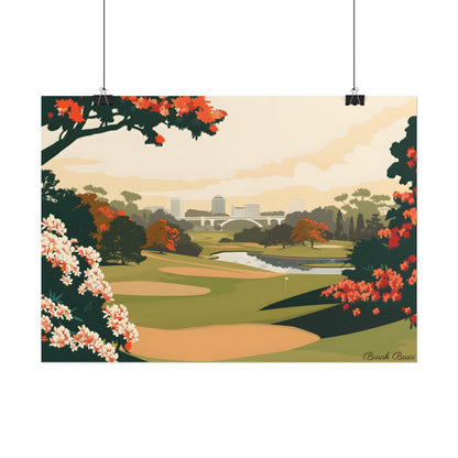 Retro Golf Illustration: Classic Course Art - Poster