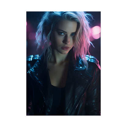 Cyberpunk Teen: Moody Expression Digital Art - Poster