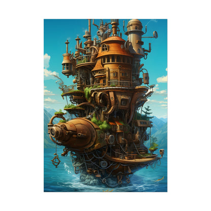 Oceanic Steampunk Treasure Dive: Underwater Adventure Artwork - Poster
