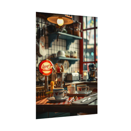 Retro Warmth: Cozy Lukes Diner Coffee Scene Art - Poster