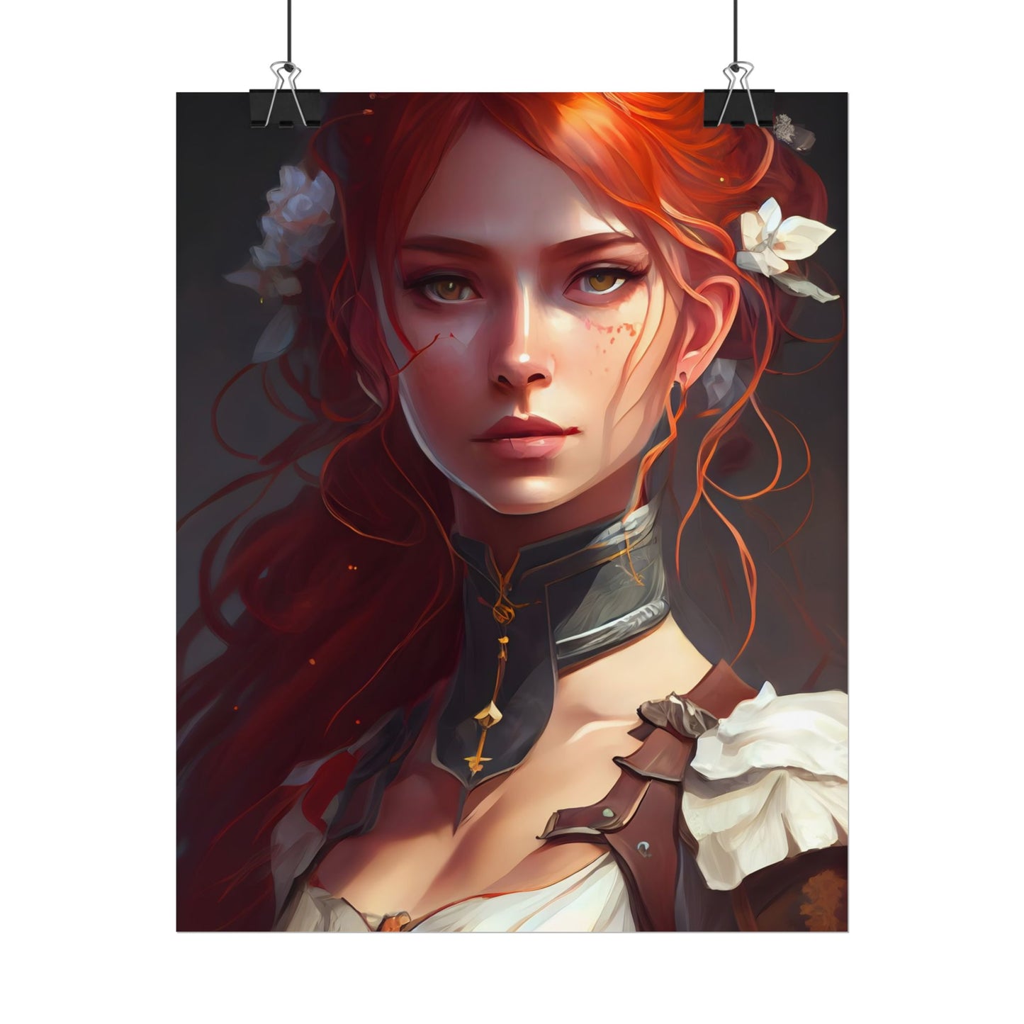 Redheaded Beauty: Formal Portrait in Dark Dress - Poster