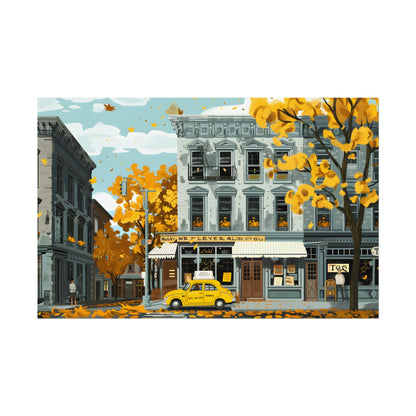 Whimsical Yellow Building: Ornate Illustration Artwork - Poster