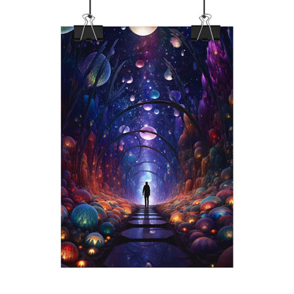 Celestial Art Gallery: Indoor Space with Starry Canvas - Poster