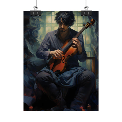 Mysterious Musician: Intimate Guitar Portrait - Poster