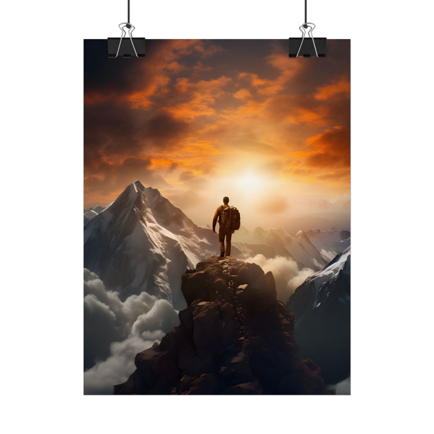 Epic Mountain Sunrise: Majestic Summit Artwork - Poster