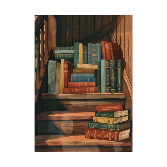 Polished Pages: A Digital Artwork Collection of Custom Book Stack Illustrations - Poster
