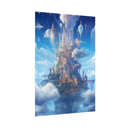 Floating City in Celestial Fantasy Realm: Dreamlike Digital Art - Poster