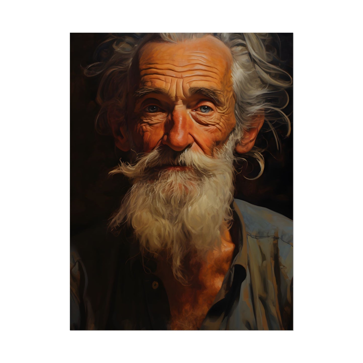 Elderly Wisdom: A Portrait of Timeless Senior Reflection - Poster