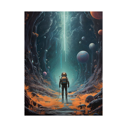 Futuristic Explorer: Sci-Fi Wilderness Encounter Digital Art - Poster