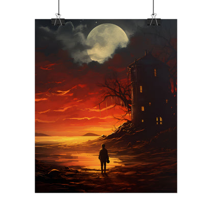 Black and White Portrait: Mysterious Figure Seated - Poster