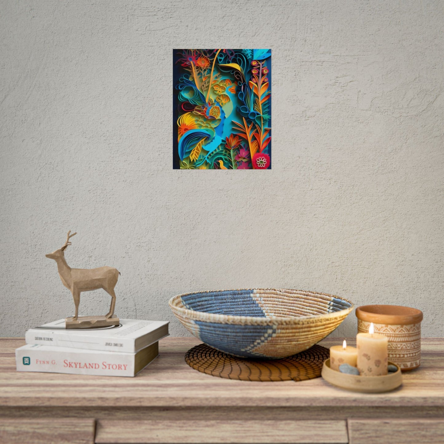 Indian Quilled Landscape: Colorful Paper Art - Poster