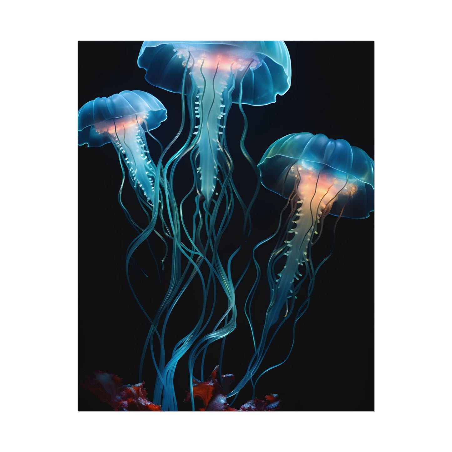 Bioluminescent Oceanic Ballet: Ethereal Underwater Dance - Poster