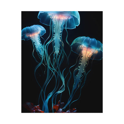 Bioluminescent Oceanic Ballet: Ethereal Underwater Dance - Poster