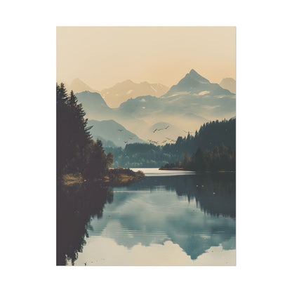 Serene Mountain Lake Aerial: Birds Eye View Artwork - Poster