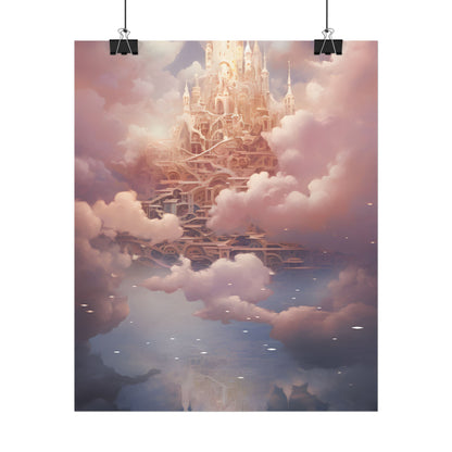 Celestial Fantasy Floating City: Digital Artwork - Poster