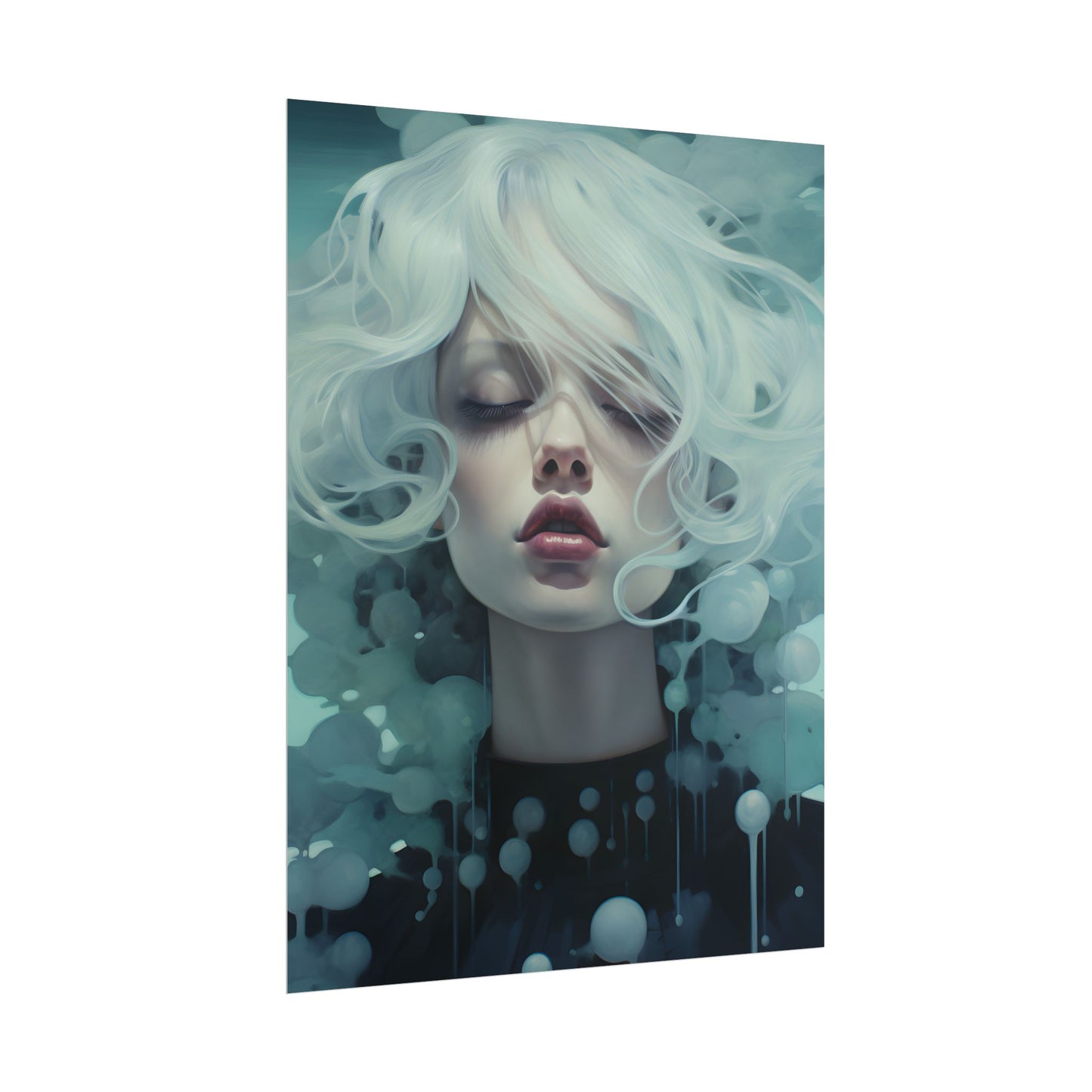 Candid Moment: Person in Reflection - Black and White Photography - Poster