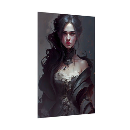 Black Haired Female Portrait: Elegant Outdoor Beauty - Poster