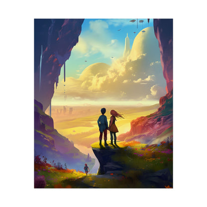 Nature's Friends: Girl and Boy on Meadow Hill - Poster