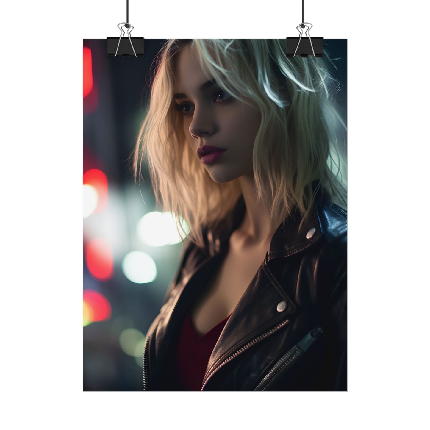 Cyberpunk Youth: Close-Up Portrait - Poster