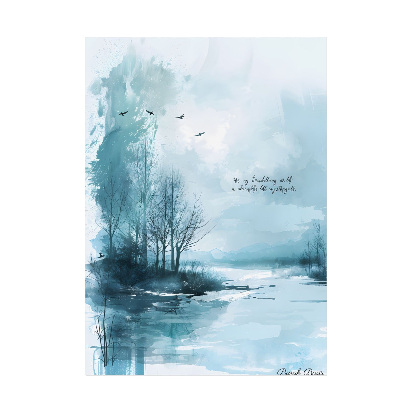 Serene Landscape: A Peaceful Nature Scene with Inspirational Quote - Poster