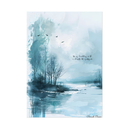 Serene Landscape: A Peaceful Nature Scene with Inspirational Quote - Poster