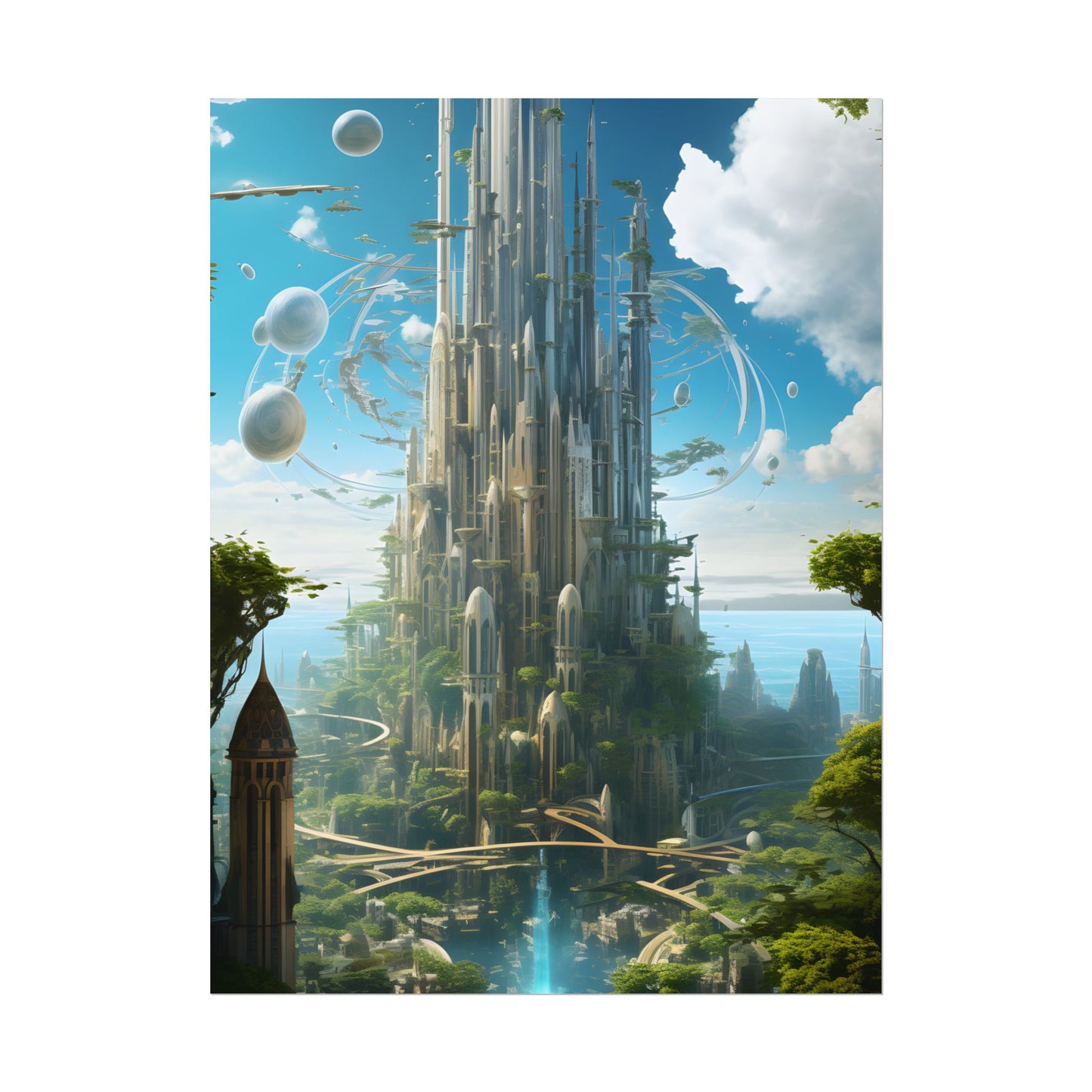 Breathtaking Floating City: Urban Waterways Digital Art - Poster