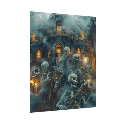 Victorian Lowbrow Skeleton Jazz Band: Dark Artwork - Poster