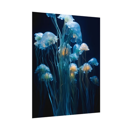 Bioluminescent Oceanic Ballet: Dancer's Magical Night Performance - Poster