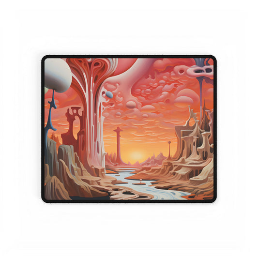 Surreal Dream World: Psychedelic Digital Art - Desk Mat