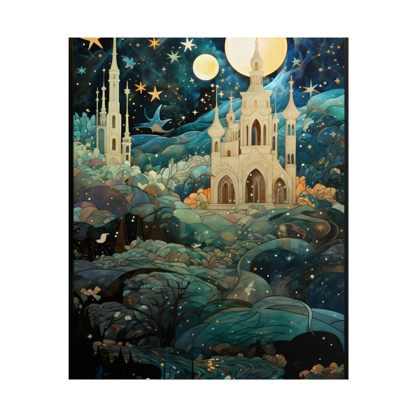Medieval Stained Glass: Intricate Church Windows Art - Poster