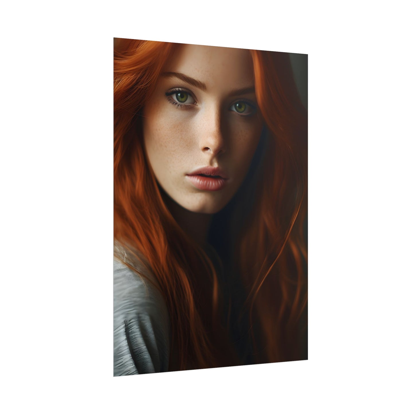 Redhead Woman in Nature: Candid Photo - Poster