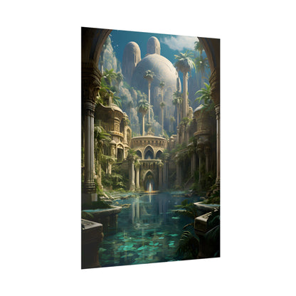 Majestic Desert Oasis: Arabian Nights-Inspired Bird's Eye View - Poster