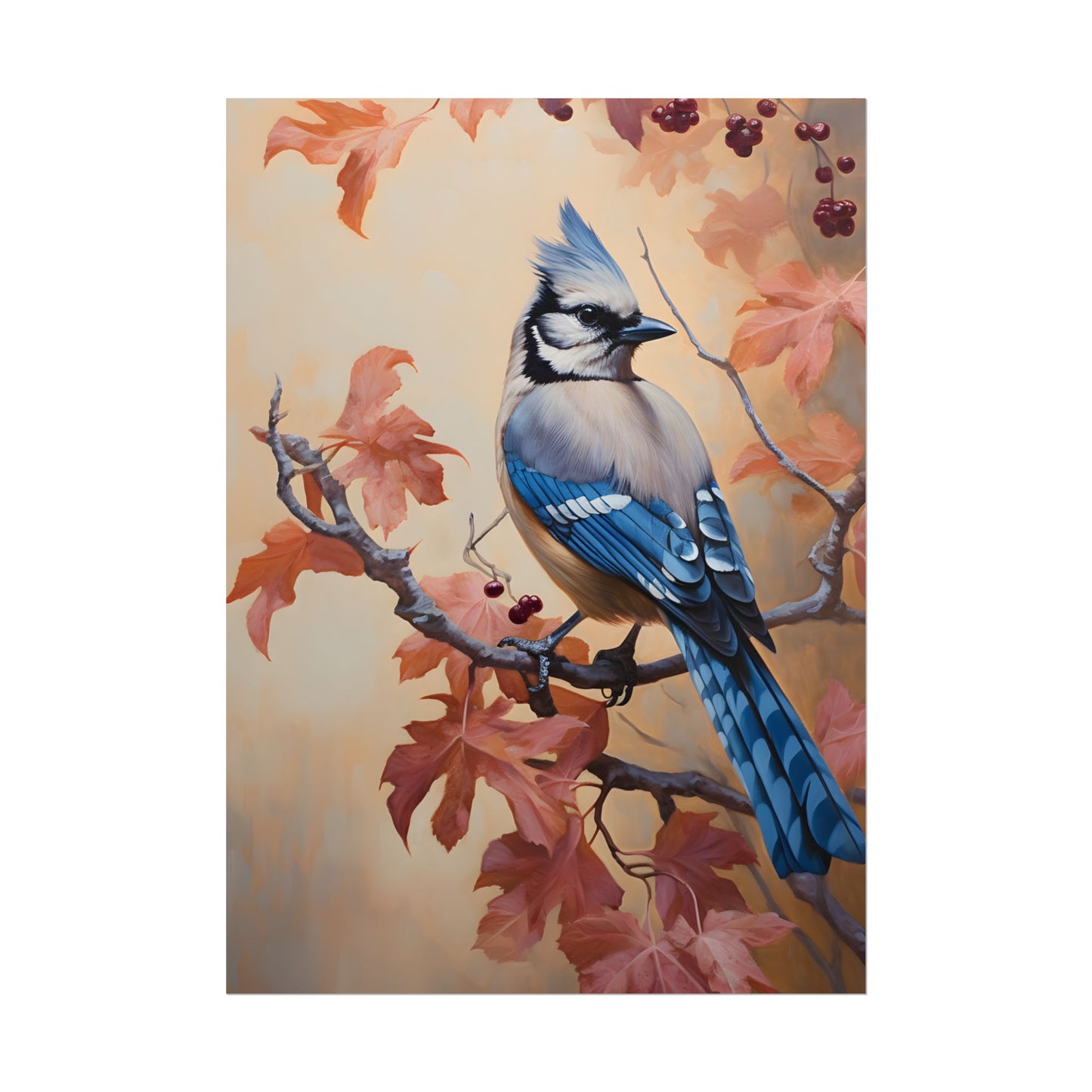 Autumn Oak Branch: Oil Painting Artwork - Poster
