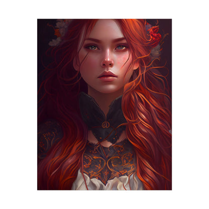 Redhead Female Portrait in a Dress - Poster