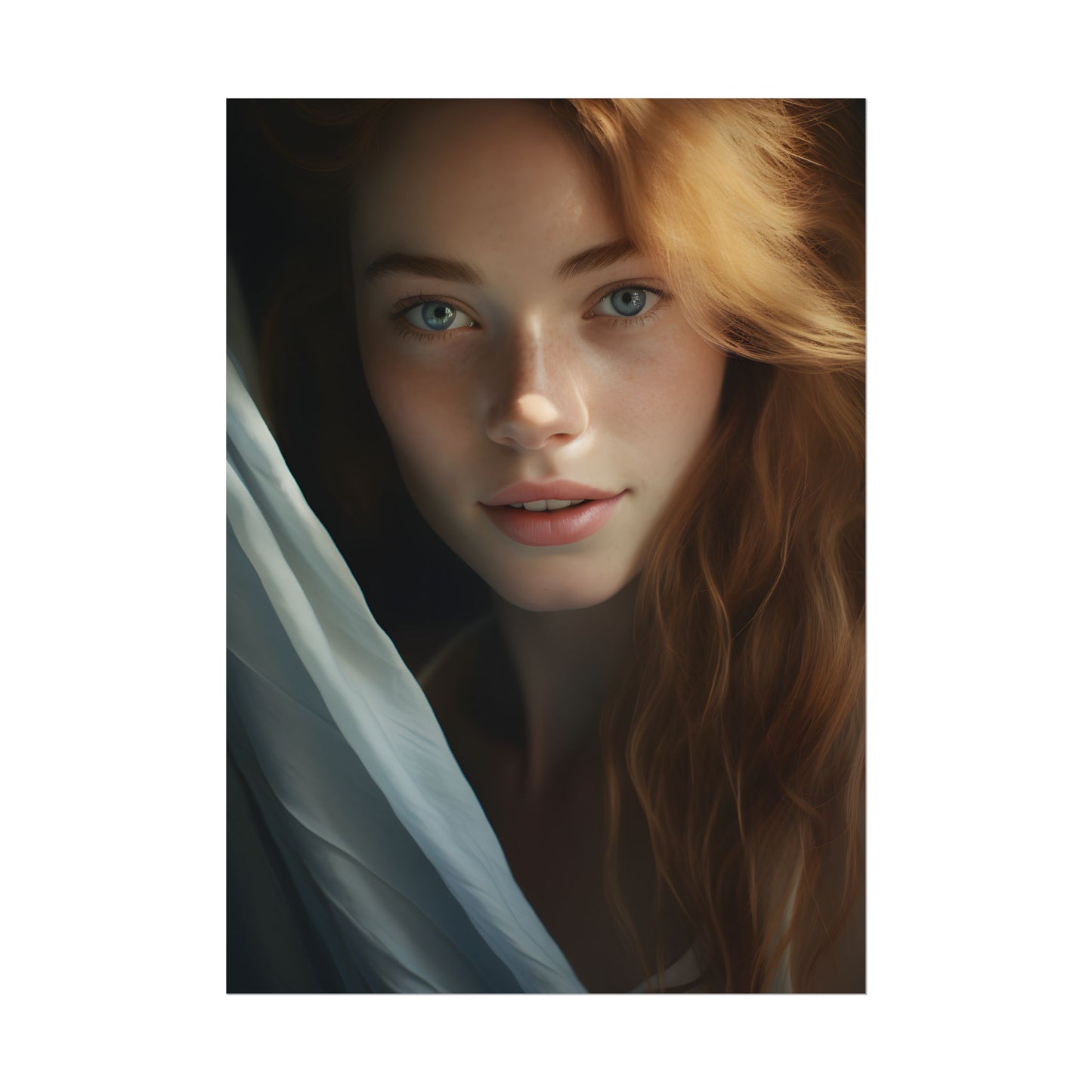 Close-Up Portrait: Bright Smile & Sharp Lips Artwork - Poster