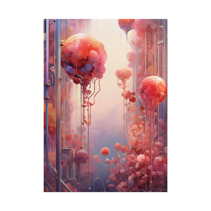 Futuristic Cyber Dreamscape: Abstract Digital Art - Poster