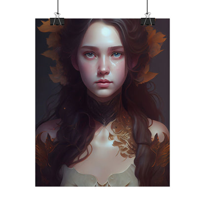 Brown Hair Female Portrait: Artistic Style Digital Art - Poster