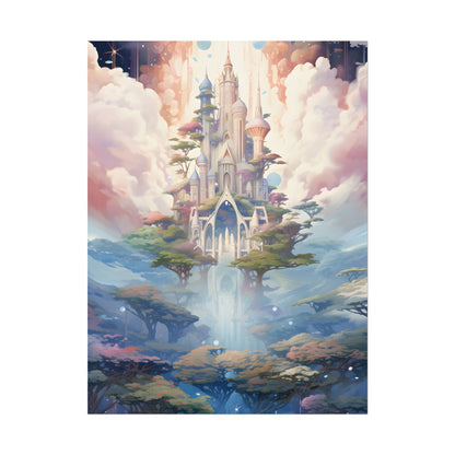 Surreal Floating City in Celestial Fantasy: A Dreamlike Digital Artwork - Poster