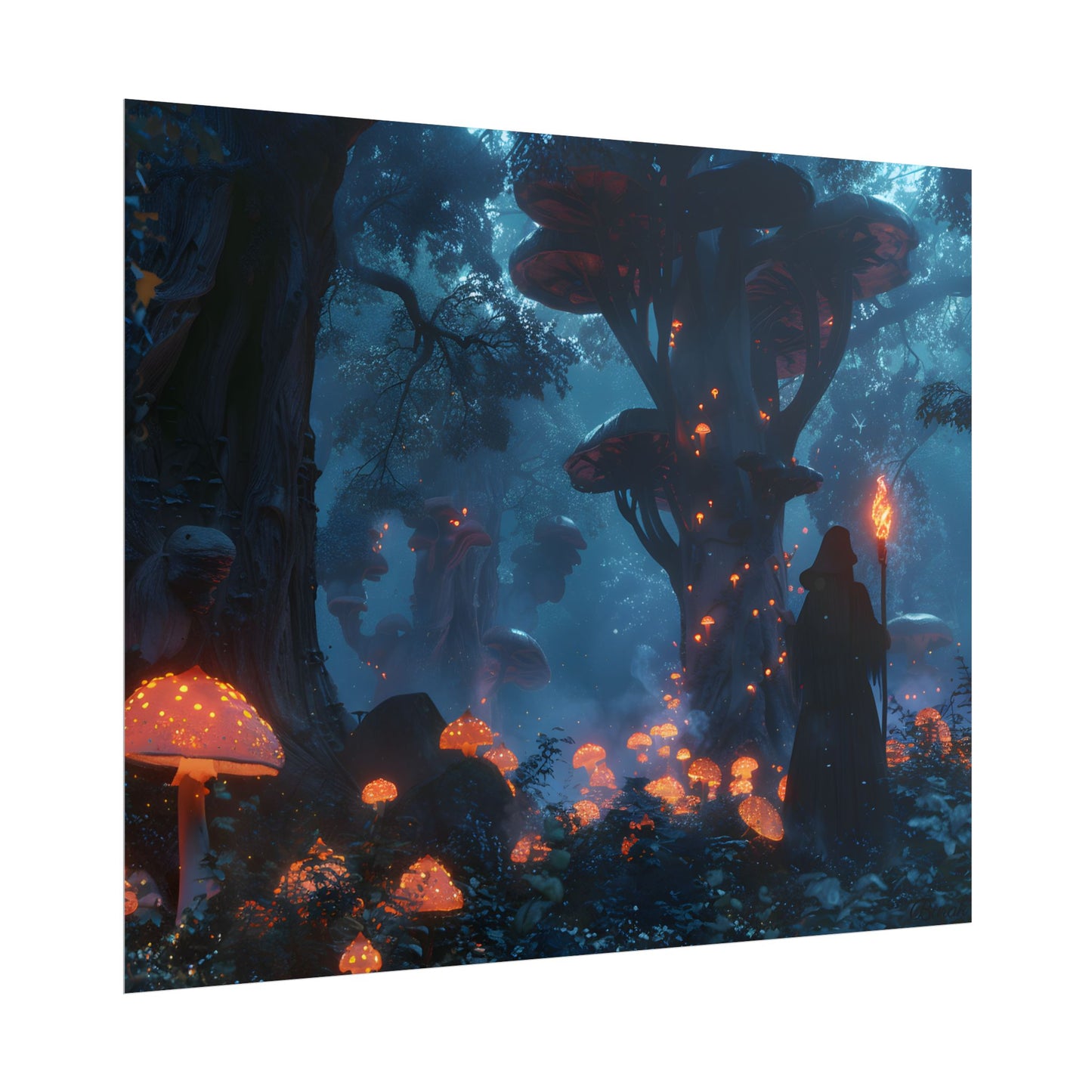 Mystical Forest Encounter: Vibrant Witch Artwork - Poster