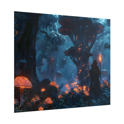 Mystical Forest Encounter: Vibrant Witch Artwork - Poster