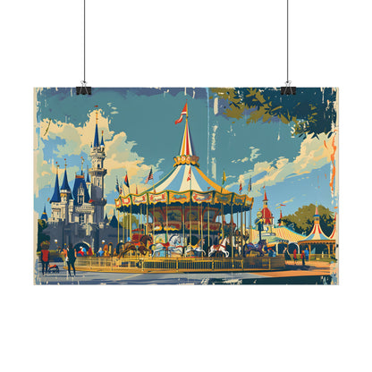 Vintage Disney Nostalgia: Retro Attraction Poster Art - Poster