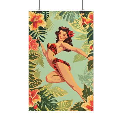 Vintage Retro Pin-Up Girl: Mid-Century Art Illustration - Poster