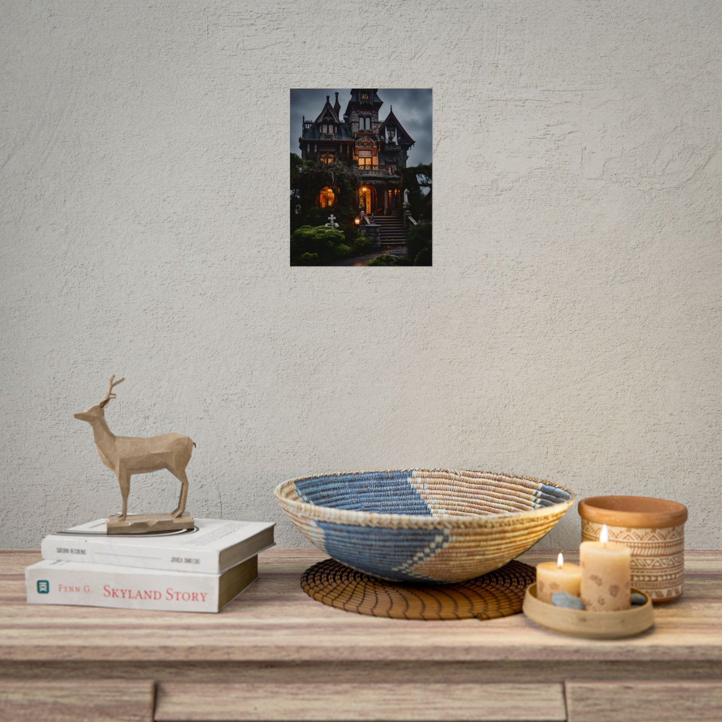 Spooky Victorian Mansion: Atmospheric Haunted Artwork - Poster