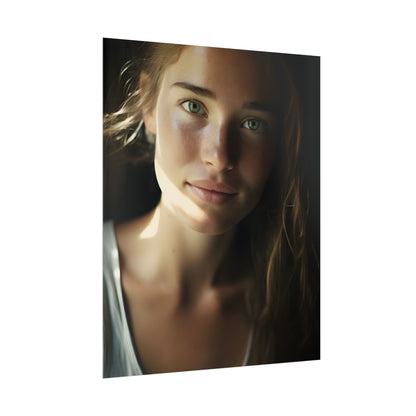 Grinning Woman: Close-Up Portrait with Joyful Expression - Poster