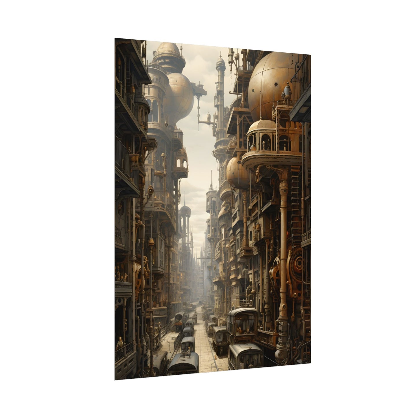 Steampunk Cityscape: A Glimpse into Jules Verne's Paris - Poster