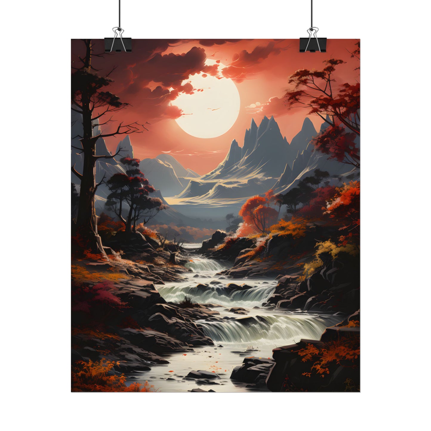 Breathtaking Waterfall Oil Painting: A Realistic Artwork - Poster