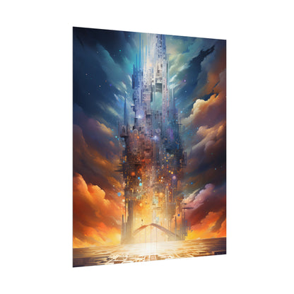 Vibrant Cyber Dreamscape: Abstract Digital Artwork - Poster