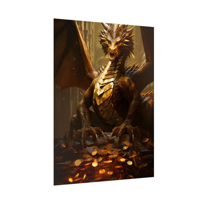 Majestic Dragon Guardian: Fantasy Artwork in a Magical Lair - Poster