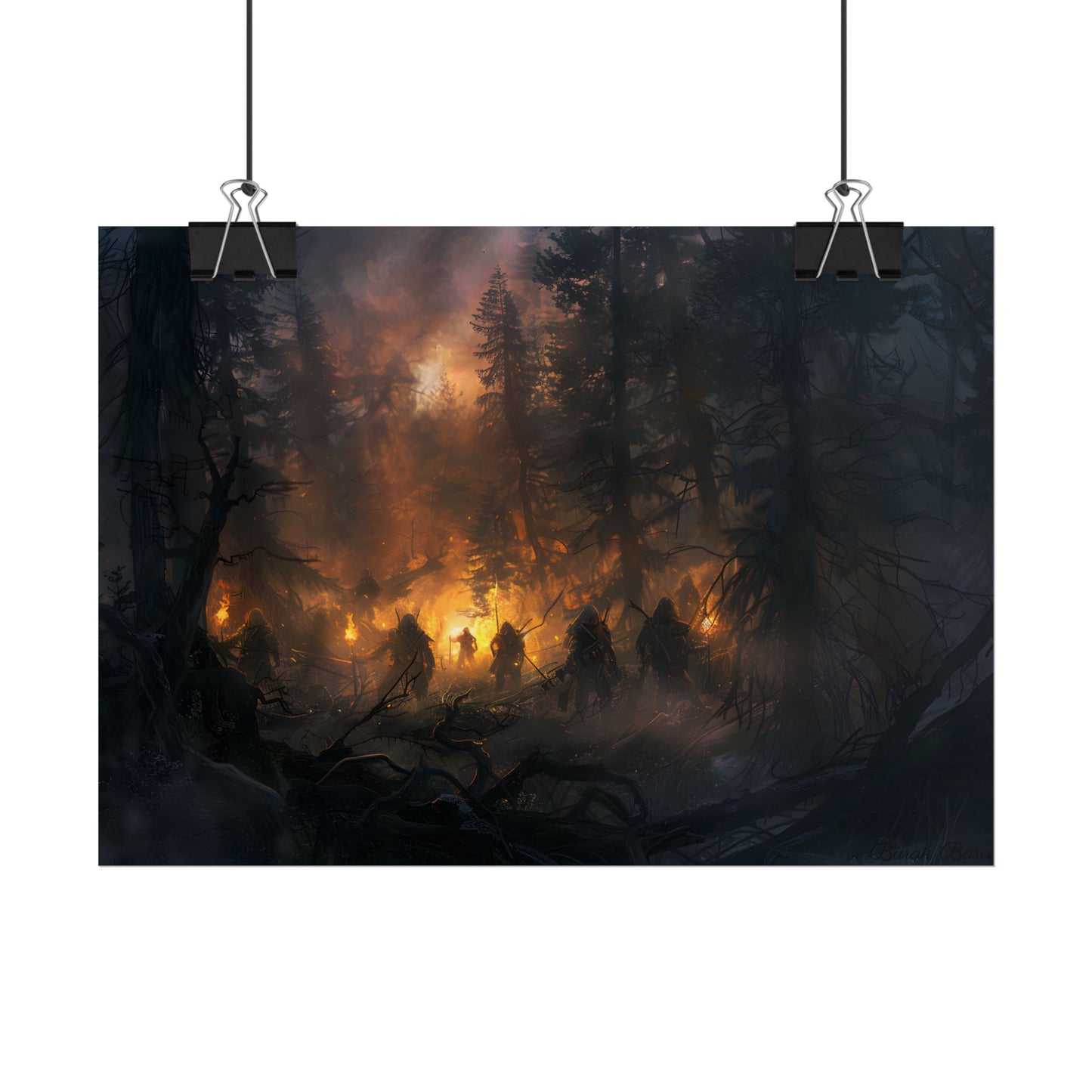 Tranquil Forest Sunset: People Connecting with Nature - Poster